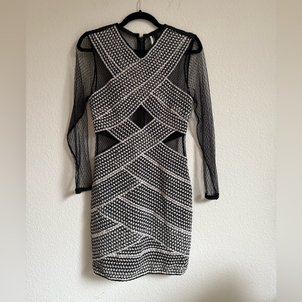 TopShop Black & White Mesh Dress